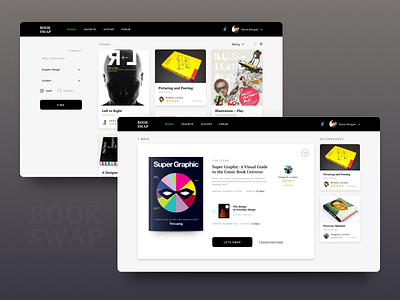 Book Swap black book card filter interface sketch swap ui ux web website