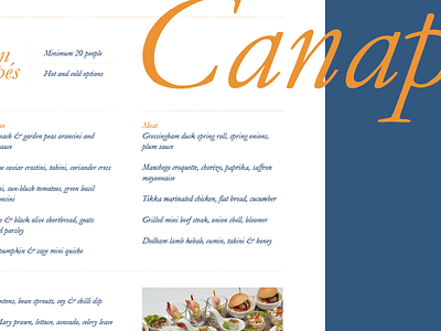 Hospitality blue editorial food hospitality layout menu menu design orange