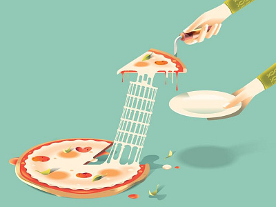 Pizza in Pisa food illustration italy pisa pizza