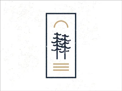 Links' Camp - White Pines Stamp badge camp crest hike logo pines river stamp sunset tree water wedding