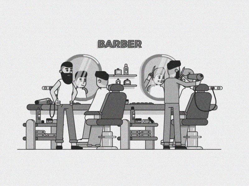 Retro BarberShop anim barber beard cool cut gif hair haircut hipster man men shop