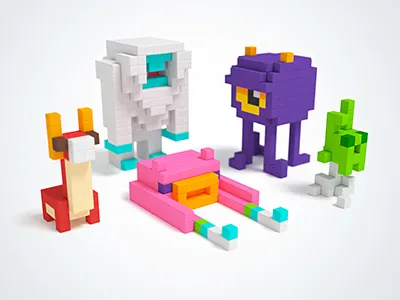 PIXIO Monsters alien blocks character dragon monster pixel pixelart pixio voxelart yeti