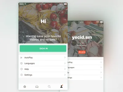 Profile/Account account colors food design food ui ios profile ui design video ui visual design