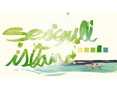 Seagull Island beach boat brush summer type typography water
