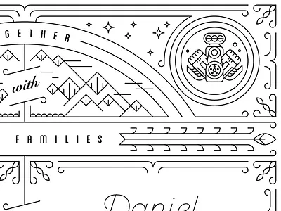 Wedding Invite Progress grid invitation minimal motor mountains single weight wedding wip