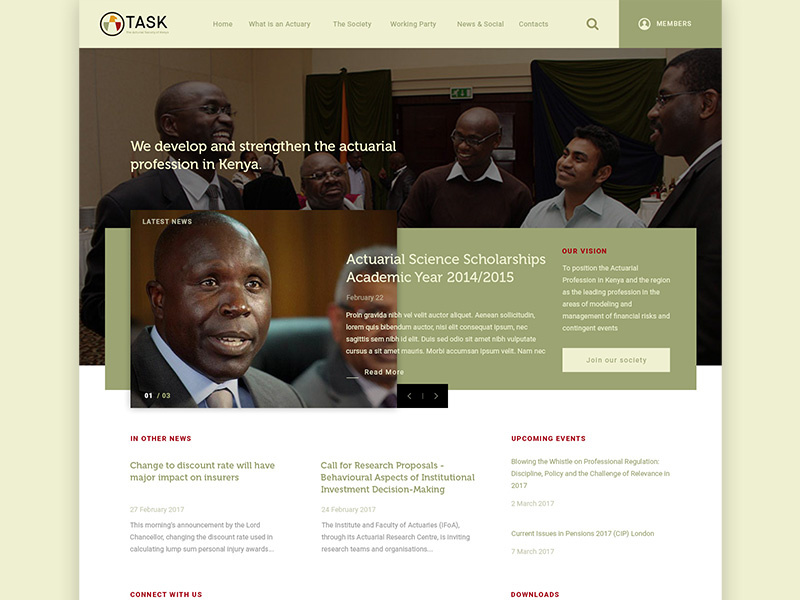 Example of TASK Redesign Landing Page