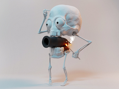 Cannon skull 3d cartoon skull zbrush