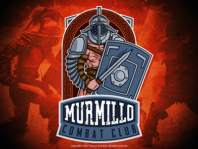 Murmillo Combat Club Mascot Logo club combat emblem logo fight fighter gladiator gym logo mascot logo murmillo vector workout