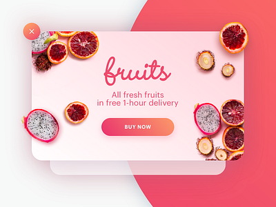 Popup Fruits card concept food fruits popup shopping ui web design window