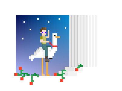 Ostrich Rodeo bird gradient illustration ostrich pixel rose