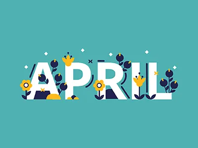 Hello April art design flat graphic identity illustration lettering modern spring ui vector
