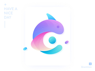 Letter C brenttton c cetacean colors gradients illustration sun vector water drops