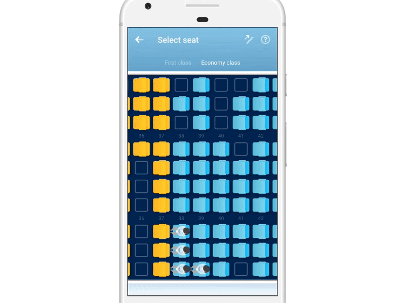 Exploring ways to demonstrate seat selection (tabs) app flight motion origami prototype scroll