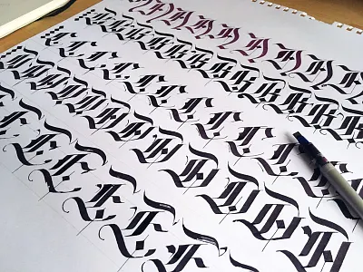 Gothic ABC's blackletter calligraphy flourish gothic ink lettering old school script typography