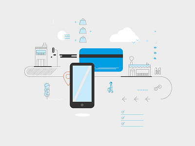 MercadoPago Pos Illustrations card city digital illustration mercadolibre vector vectorial