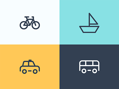 Transport bicycle boat bus car icon iconography journey sea symbol taxi travel wheel