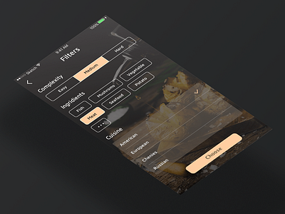Filters for recipe searching filters iphone mobile design recipes ux