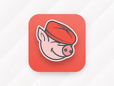 Pig logo app badge branding design flat icon illustration ios logo logomark web