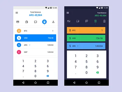 Converter bitcoin calculator card clean debit flat layout step ui ux web xapo