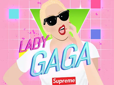 80's GaGa 1980s 80s bright colorful gaga illustration lady gaga neon pink retro vector