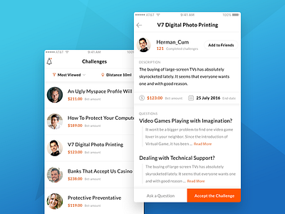 Challenge App app challenge design details interface ios iphone screen ui user users