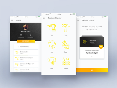 Tool app android app black clean ios material mobile tools yellow