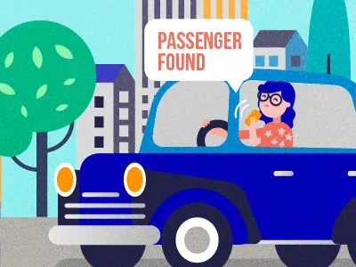 Driver car character driver flat illustration phone sharing vector web