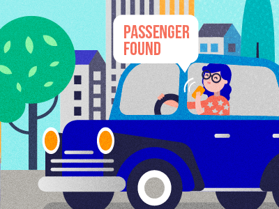 Driver car character driver flat illustration phone sharing vector web