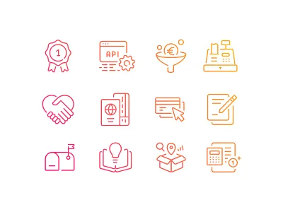 Business Management Icons api badge business credit card handshake icons illustration mailbox management money passport vector