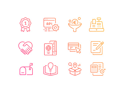 Business Management Icons api badge business credit card handshake icons illustration mailbox management money passport vector