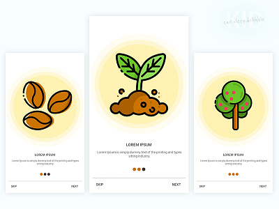Walk Through screen application design dots green plant screen seed through ui walk walkthrough