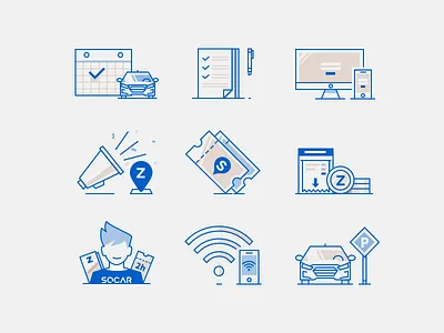 Line illust icon set car icon illust illustration iphone line mac man paper pen ticket web