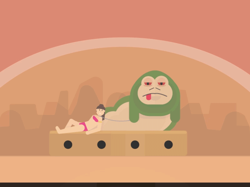 Jabba loves Dribbble dribbble dribbble invite gif illustration invite jabba join monster palace princess star wars vector