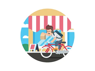 Biker Homepage Illustration avatar bicycle biker eatstreet food order restaurant