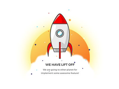 Coming Soon button free illustration invite landing logo popup rocket sketch space update upgrade