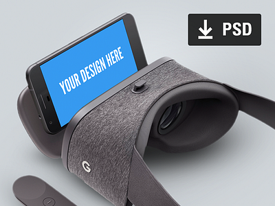 Google Daydream Template Mockup [Free PSD] daydream download free freebie google mockup psd virtual reality vr