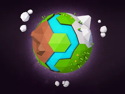 Tiny Planet c4d cinema4d illustration landscape learning lowpoly planet river space