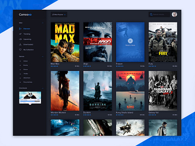 Desktop Movie Application UI - CameoHD app bd dark dashboard desktop dhaka hd interface movie ui watch