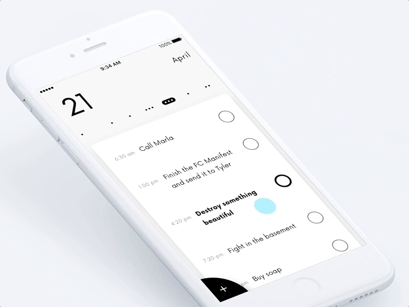 MonoDo app – iOS concept calendar gif interactions ios mobile motion tascker todo ui usability ux