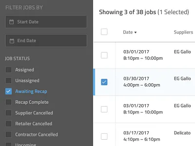 Filters data filters table ui