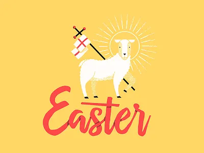 Easter easter flag illustration lamb resurrection lamb script sheep
