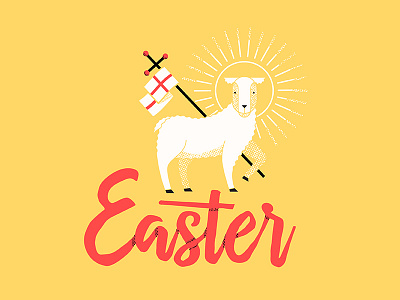 Easter easter flag illustration lamb resurrection lamb script sheep