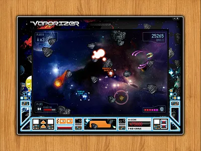 Vaporizer arcade asteroid interface video game visual design