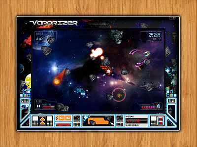 Vaporizer arcade asteroid interface video game visual design