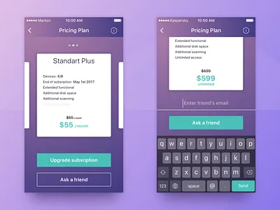 Pricing plan in mobile application cost friend ios mobile price pricing pricing plan slider subscription ui upgrade ux