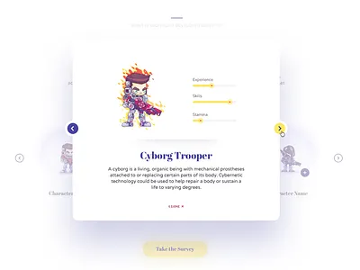 Gamification Characters Modal arcade bars bubble developers game gamification glow modal navigation skill weapons website