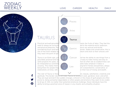 DailyUI#027 - Dropdown dailyui dailyui027 design dropdown hiragino sans w0 w1 zodiac horoscope ui