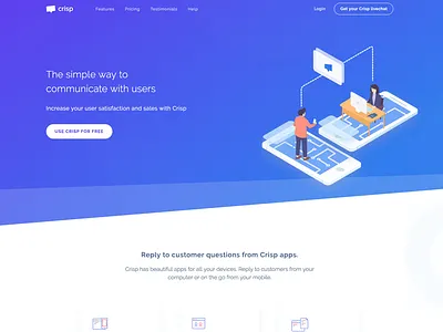 Crisp Homepage communication homepage landing livechat