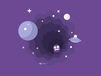 Space alien black hole comet illustration planets space stars ufo