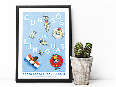 Summer poster courses dribbble illustration kids languages pool poster school shot summer